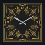 Art Deco Vierkante Klok<br><div class="desc">Geweldig kunstdecokontwerp. Je zult het leuk vinden als anderen. U kunt dit ontwerp vrij gebruiken voor andere producten of jouw tekst aanpassen en toevoegen. Volg me voor meer. Met vriendelijke groet. Een leuke dag.</div>