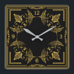 Art Deco Vierkante Klok<br><div class="desc">Geweldig kunstdecokontwerp. Je zult het leuk vinden als anderen. U kunt dit ontwerp vrij gebruiken voor andere producten of jouw tekst aanpassen en toevoegen. Volg me voor meer. Met vriendelijke groet. Een leuke dag.</div>