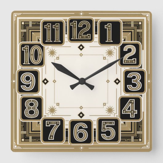 Art Deco Vierkante Klok (Voorkant)
