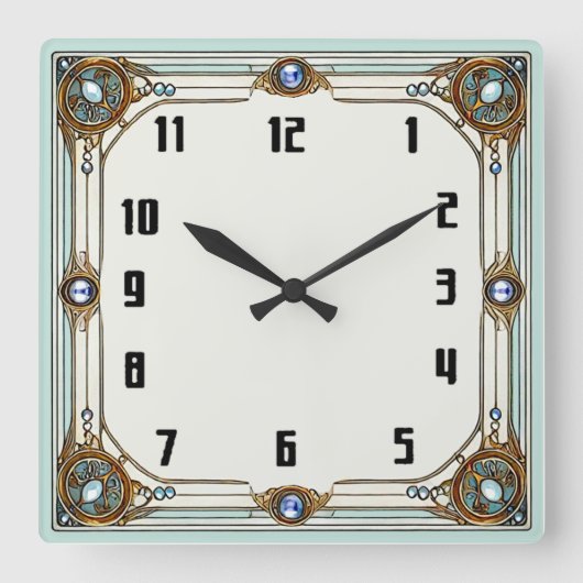 Art Deco Vierkante Klok (Voorkant)