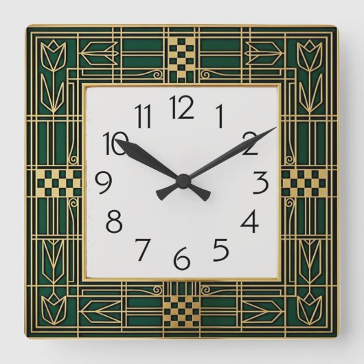 Art Deco Vierkante Klok (Voorkant)