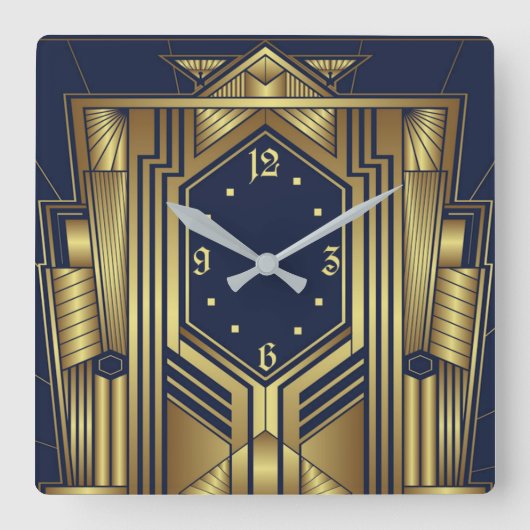 Art Deco Vierkante Klok (Voorkant)