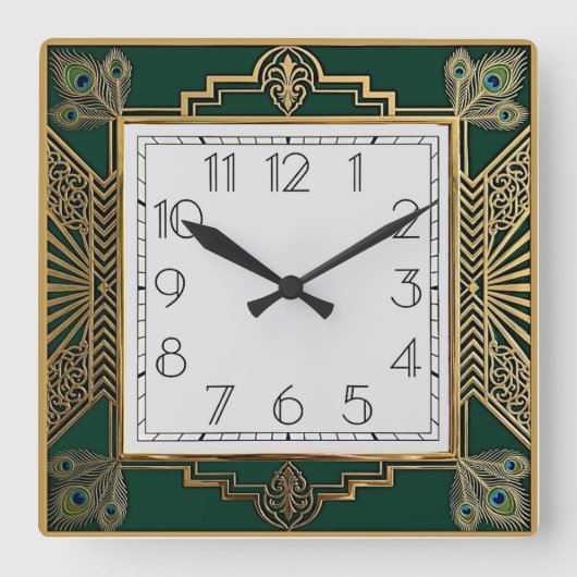 Art Deco Vierkante Klok (Voorkant)