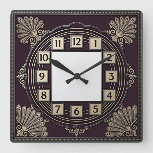 Art Deco Vierkante Klok (Voorkant)