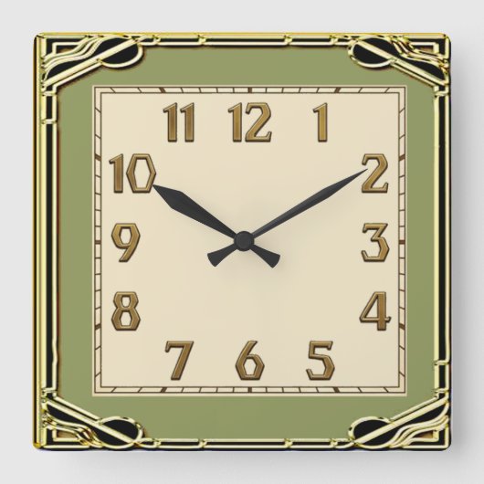 Art Deco Vierkante Klok (Voorkant)
