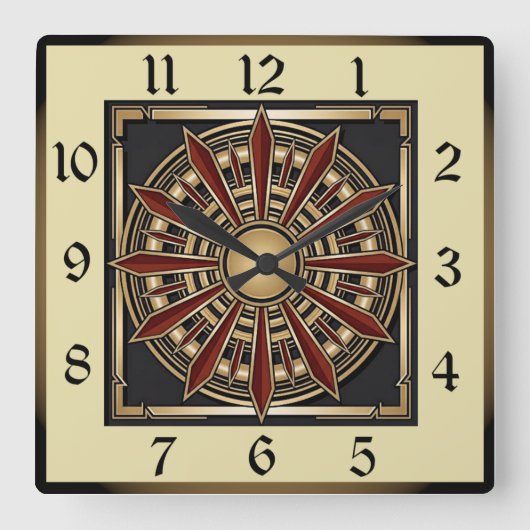 Art Deco Vierkante Klok (Voorkant)