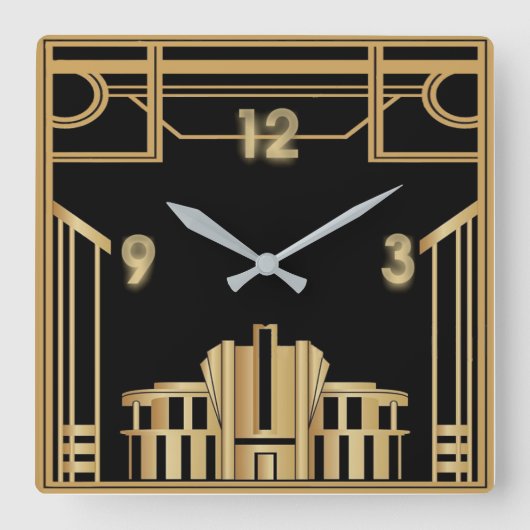 Art Deco Vierkante Klok (Voorkant)