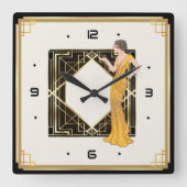 Art Deco Vierkante Klok (Voorkant)