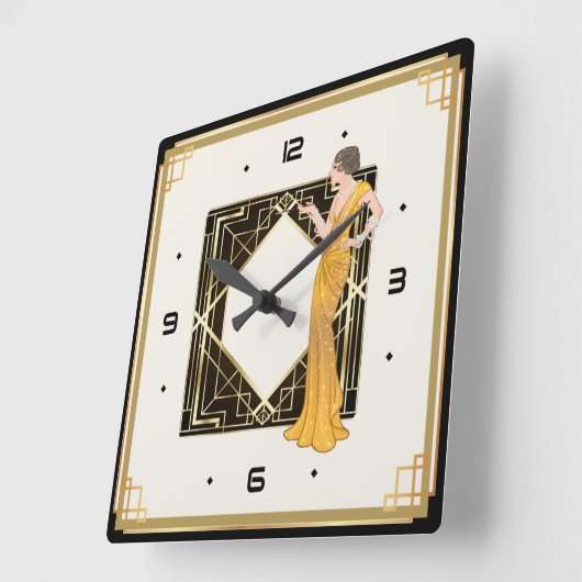 Art Deco Vierkante Klok (Hoek)