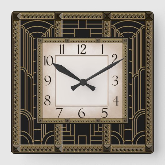 Art Deco Vierkante Klok (Voorkant)