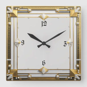 Art Deco Vierkante Klok
