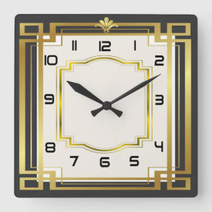 Art deco vierkante klok