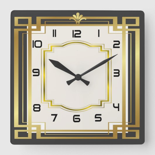 Art deco vierkante klok (Voorkant)