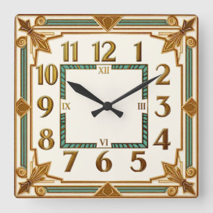 Art Deco Vierkante Klok