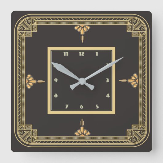 Art deco vierkante klok (Voorkant)
