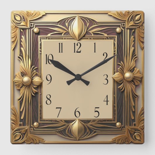 Art Deco Vierkante Klok (Voorkant)