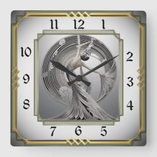 Art Deco Vierkante Klok