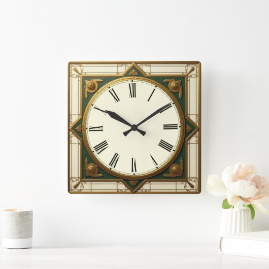 Art Deco Vierkante Klok (Huis)