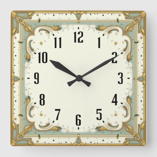 Art Deco Vierkante Klok (Voorkant)