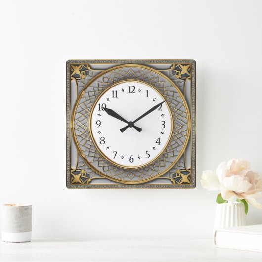 Art Deco Vierkante Klok (Huis)