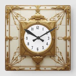 Art Deco Vierkante Klok