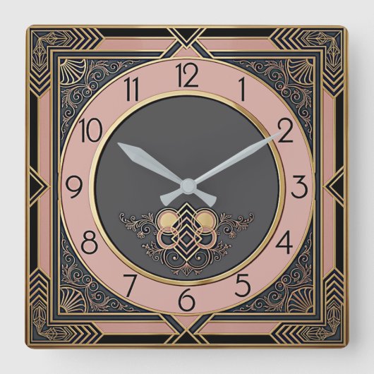 Art Deco Vierkante Klok (Voorkant)