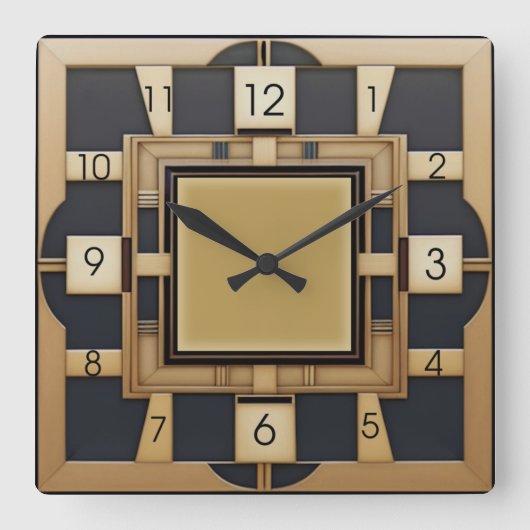 Art Deco Vierkante Klok (Voorkant)