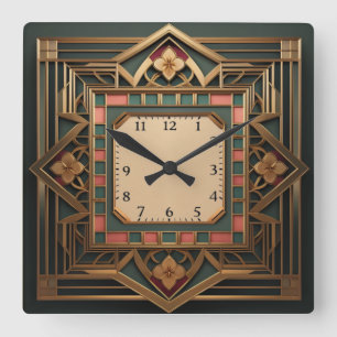 Art Deco Vierkante Klok