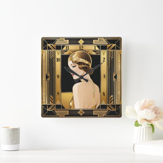 Art Deco Vierkante Klok (Huis)