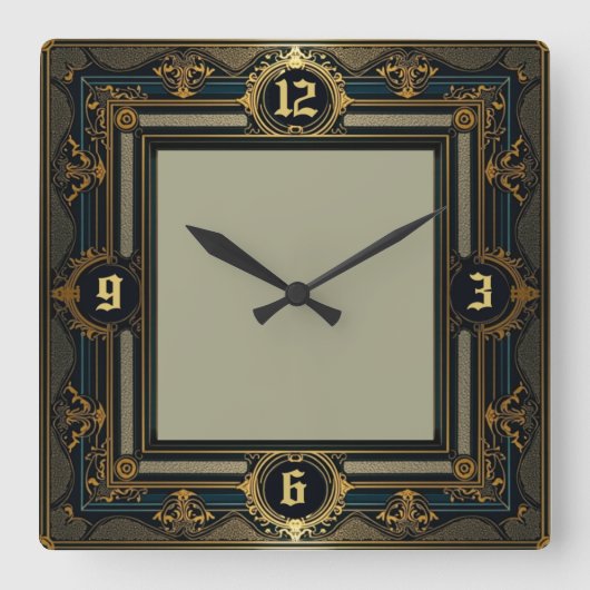 Art Deco Vierkante Klok (Voorkant)