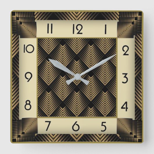 Art Deco Vierkante Klok (Voorkant)