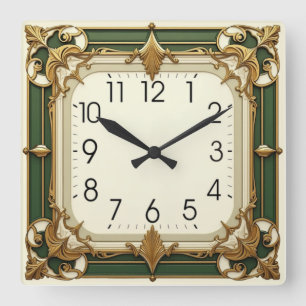 Art Deco Vierkante Klok