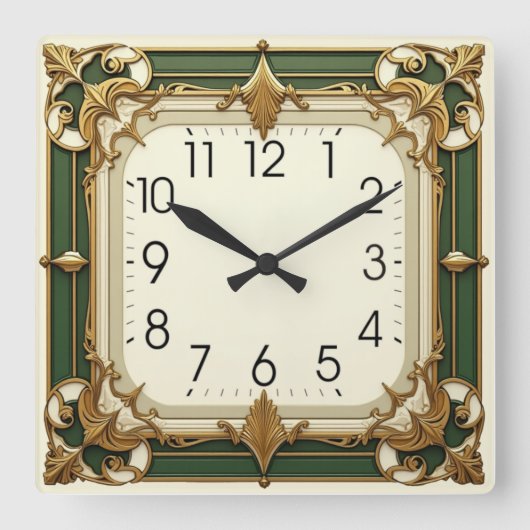 Art Deco Vierkante Klok (Voorkant)