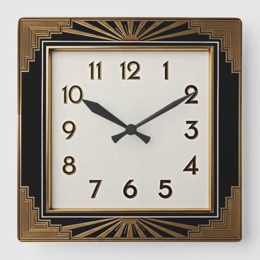 Art Deco Vierkante Klok (Voorkant)