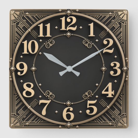 Art Deco Vierkante Klok (Voorkant)