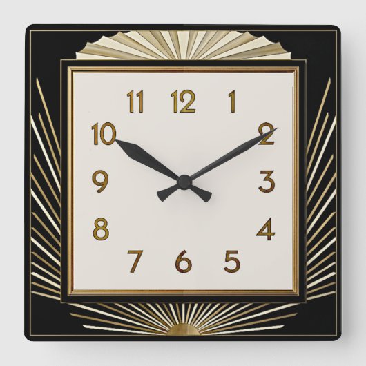 Art Deco Vierkante Klok (Voorkant)