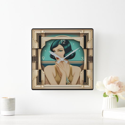 Art Deco Vierkante Klok (Huis)