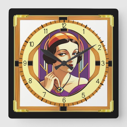 Art Deco Vierkante Klok (Voorkant)
