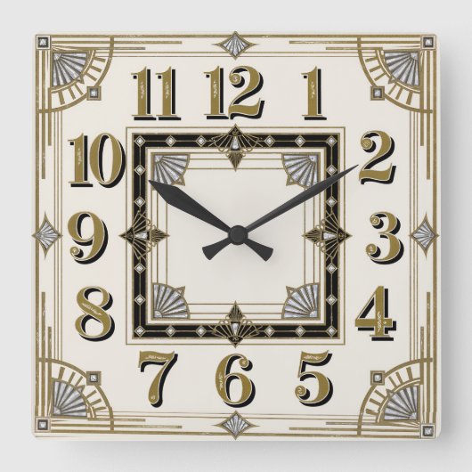 Art Deco Vierkante Klok (Voorkant)