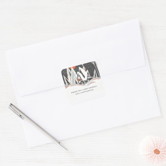  art deco vierkante sticker (Envelop)