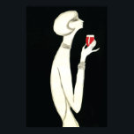 art. Deco ~ Villemot voor Campari 1977 Poster<br><div class="desc">Opvallend zwart-wit afbeelding van een vrouw die op een delicate manier een glas Compari-vloeistof in haar elegante hand toont - een infuus van rood met kruiden en vruchten in alcohol en water. De oorspronkelijke kunstadvertentie werd gemaakt door Bernard Villemot voor Compari, c. 1977. Een perfect cadeau en memorabilia voor de...</div>