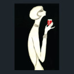 art. Deco ~ Villemot voor Campari 1977 Poster<br><div class="desc">Opvallend zwart-wit afbeelding van een vrouw die op een delicate manier een glas Compari-vloeistof in haar elegante hand toont - een infuus van rood met kruiden en vruchten in alcohol en water. De oorspronkelijke kunstadvertentie werd gemaakt door Bernard Villemot voor Compari, c. 1977. Een perfect cadeau en memorabilia voor de...</div>