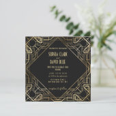 Art Deco Vintage 20s bruiloft Kaart (Staand voorkant)