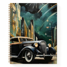 Art Deco Vintage Auto Goud Zwart Spiraal Notitiebo