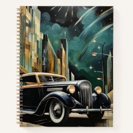 Art Deco Vintage Auto Goud Zwart Spiraal Notitiebo Notitieboek