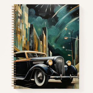 Art Deco Vintage Auto Goud Zwart Spiraal Notitiebo Notitieboek