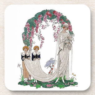 Art Deco Vintage Bruid Bier Onderzetter