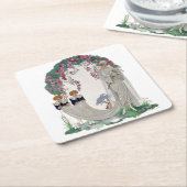 Art Deco Vintage Bruid Kartonnen Onderzetters (Schuin)