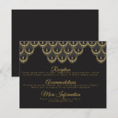 Art Deco Vintage Bruiloft Informatiekaartje (Voorkant / Achterkant)