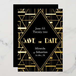 Art Deco Vintage Gatsby Save the Date  Folie Uitnodiging